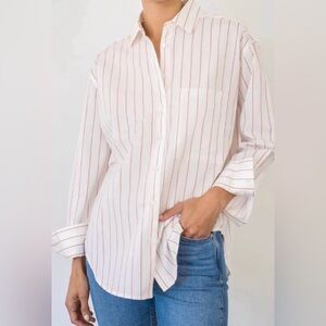 AYR White and Red Striped Button Down Shirt